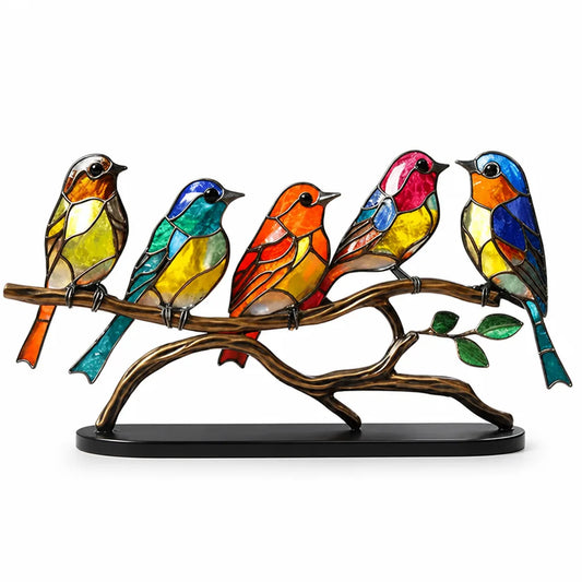 Stained-Glass Look Windowsill Bird Suncatcher